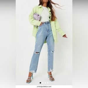 High waisted straight thigh slash jean, size 6